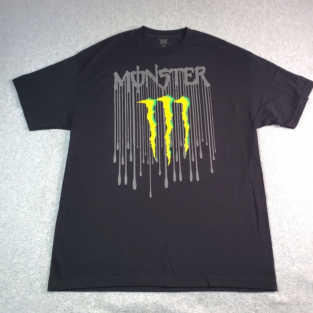 Monster Energy Drink T-Shirt Men's Size XL Black Center Logo Vintage Made In USA